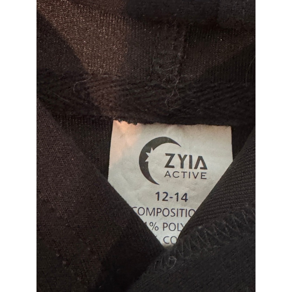 Zyia Active Hoodie kids size 12-14, black athletic sweatshirt good quality - Picture 2 of 4